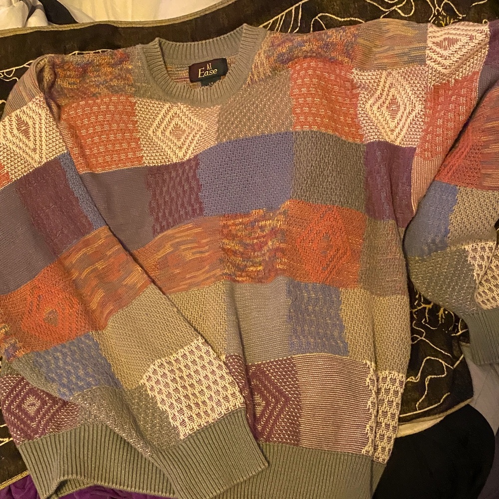 Men's Patchwork Crewneck Sweater - Multicolor